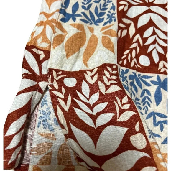 SIGRID OLSEN Top Floral Short Sleeve 100% Linen Sheer Orange Brown Blue Size 2X - Picture 6 of 6